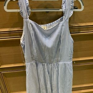 Blue and white striped mini dress